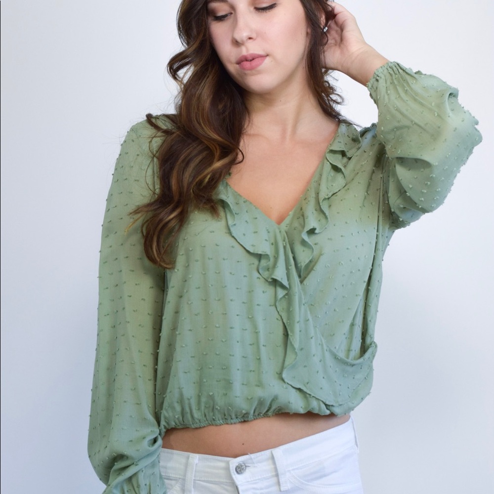 Sage Green Ruffled Blouse